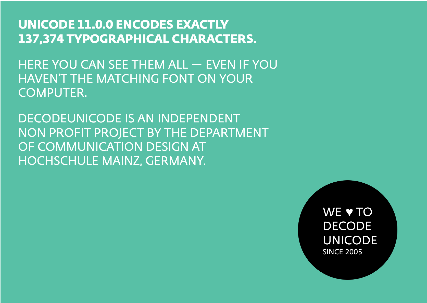 a graphic header from the decodeunicode website