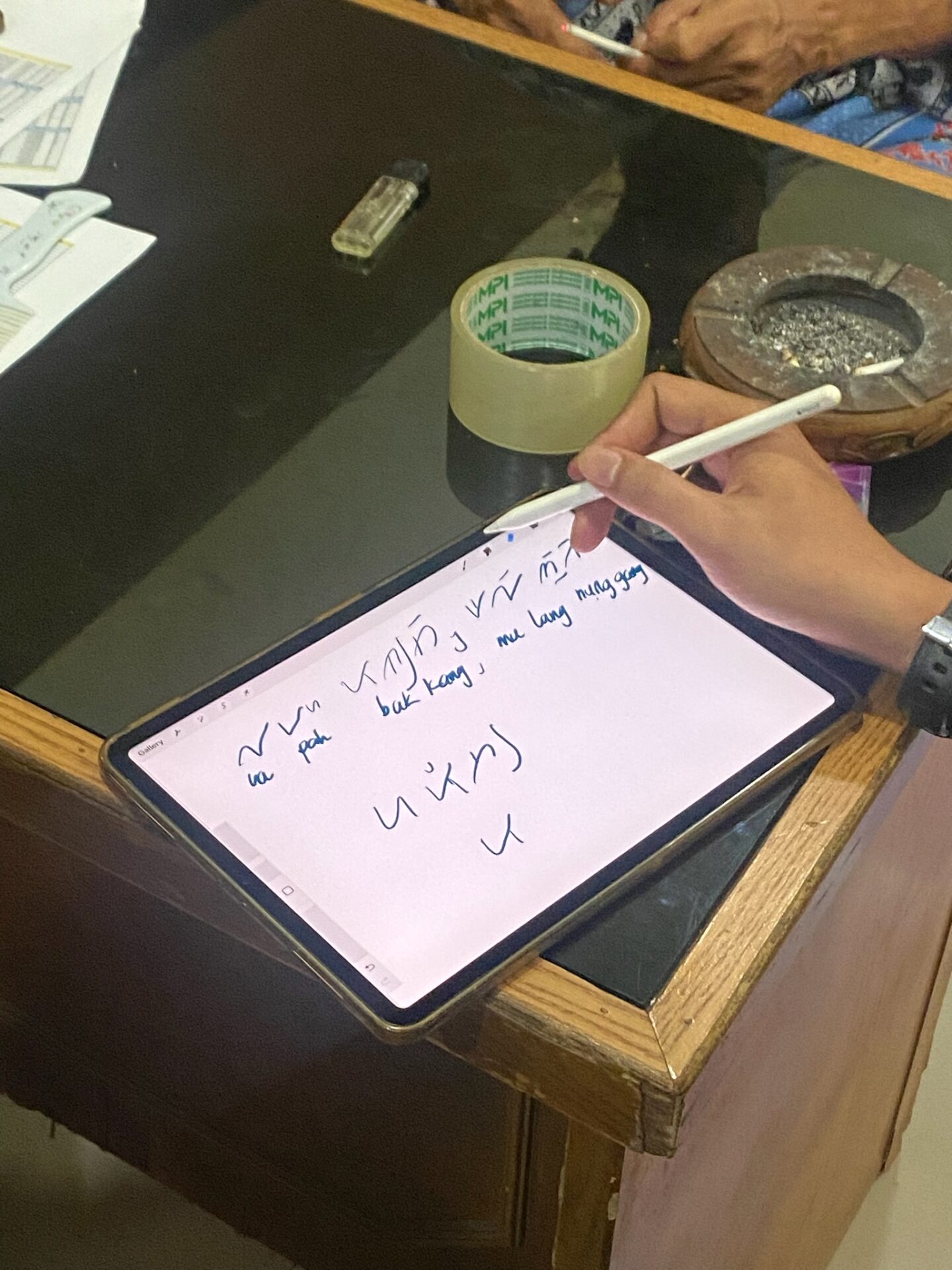 Ipad showing lampung handwriting