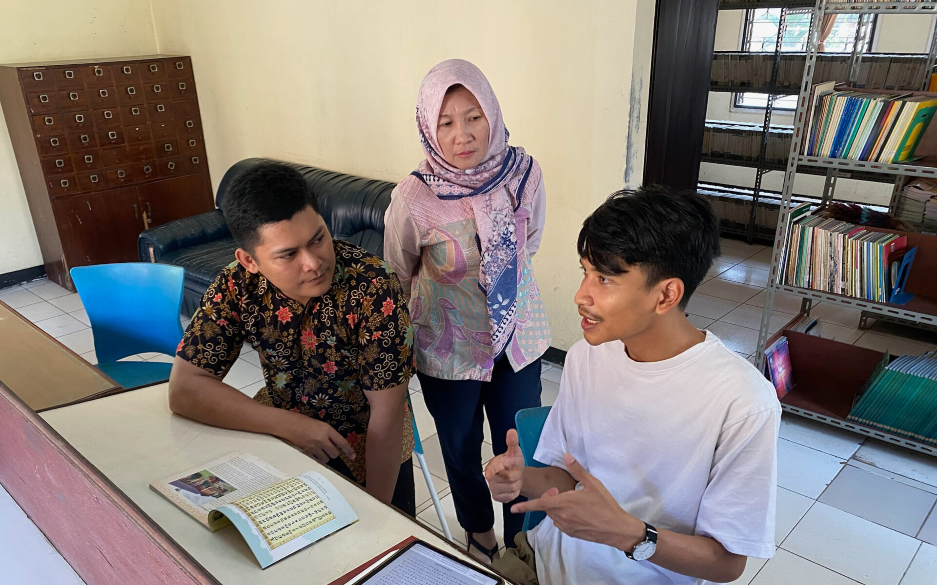 Author with Lena and Yuda, who kindly helped me explore the Museum of Lampung library’s collection