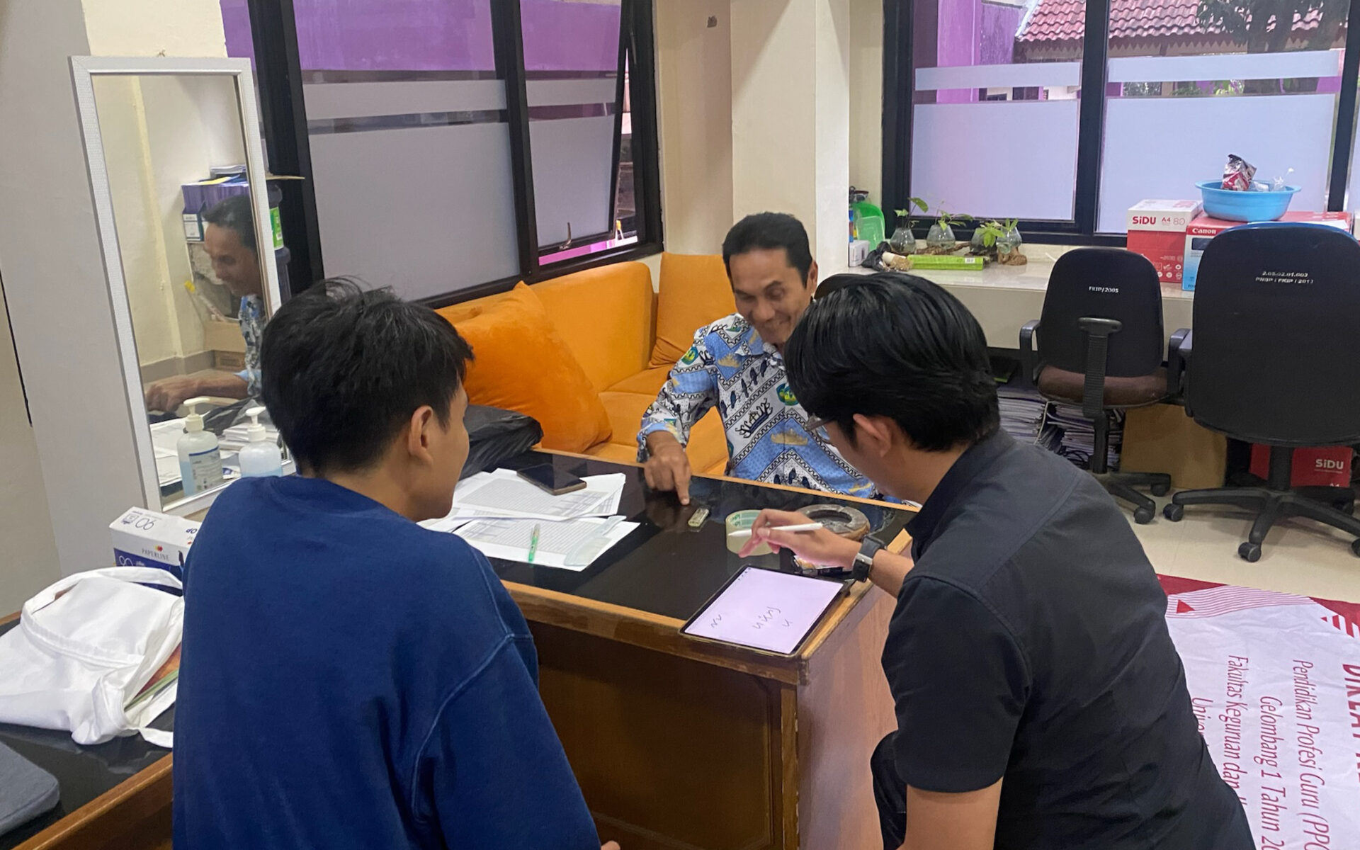 Author meeting with Mr. Iqbal and Novri from Universitas Lampung