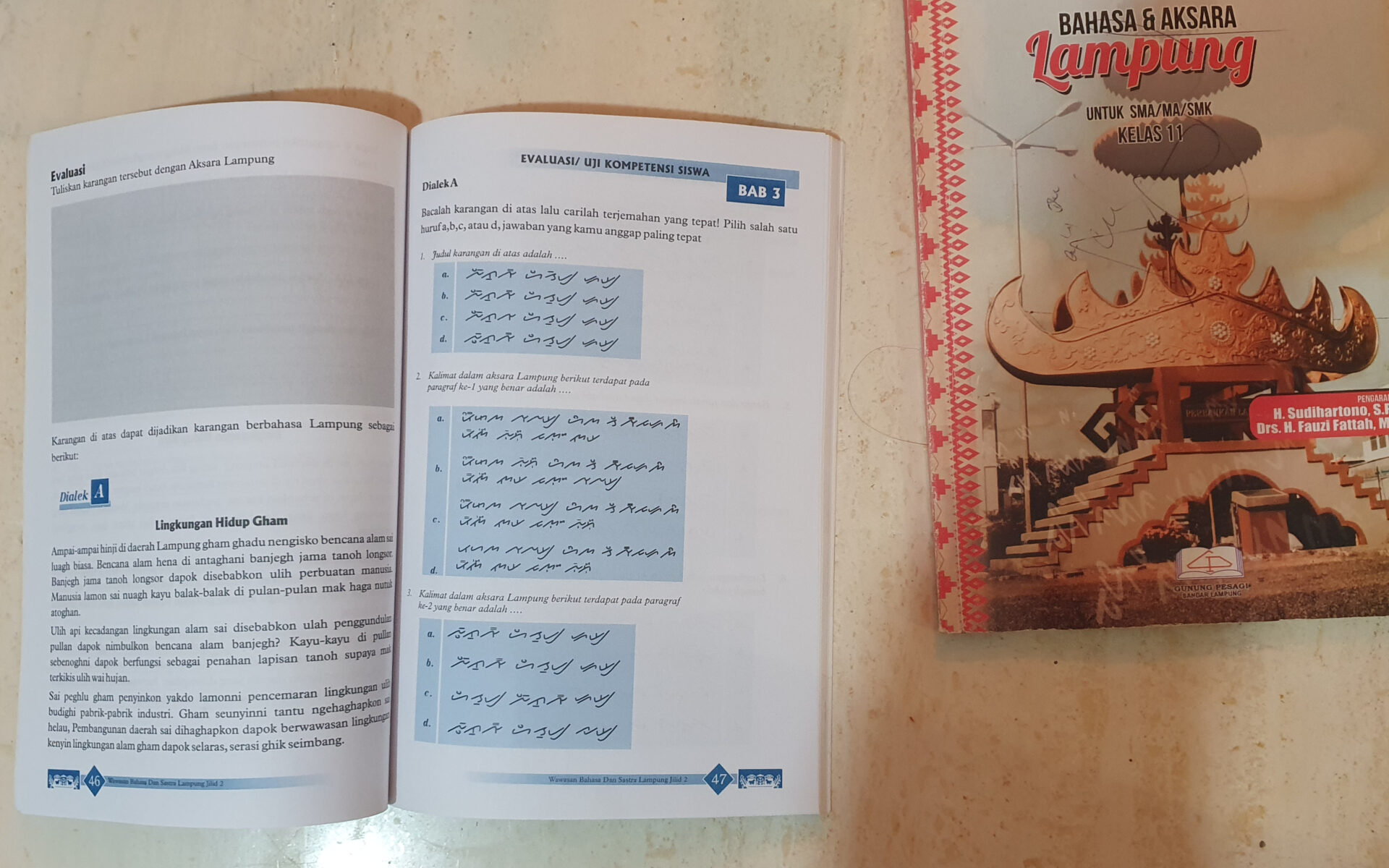 Textbooks teaching the standardized Lampung script