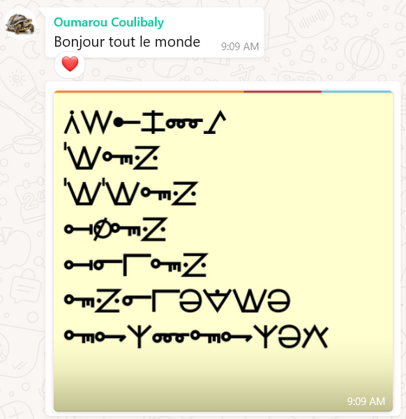 A Masaba script group sending screenshots over Whatsapp of text