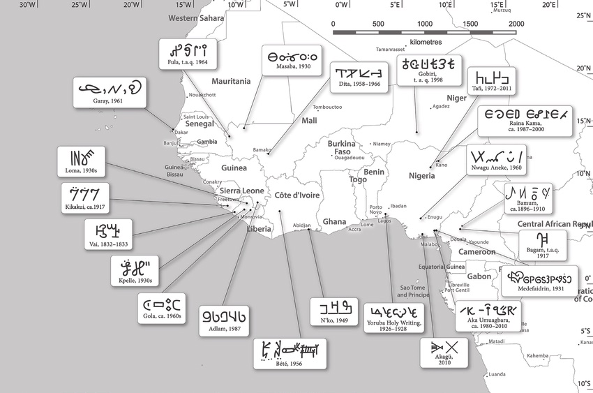 Map of Invented African Scripts