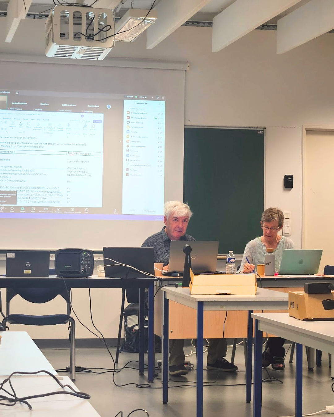 Michel and Debbie leading the WG2 meetings (pre-electric fan)